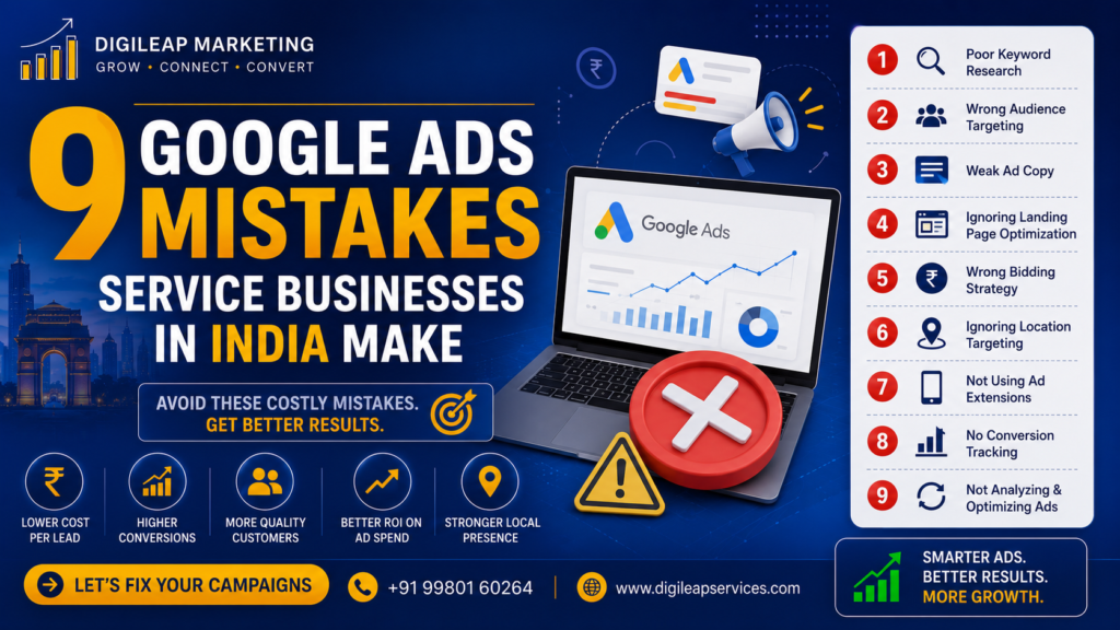 9 Google Ads Mistak‌es Se‌rvice Businesses in In⁠dia Mak⁠e